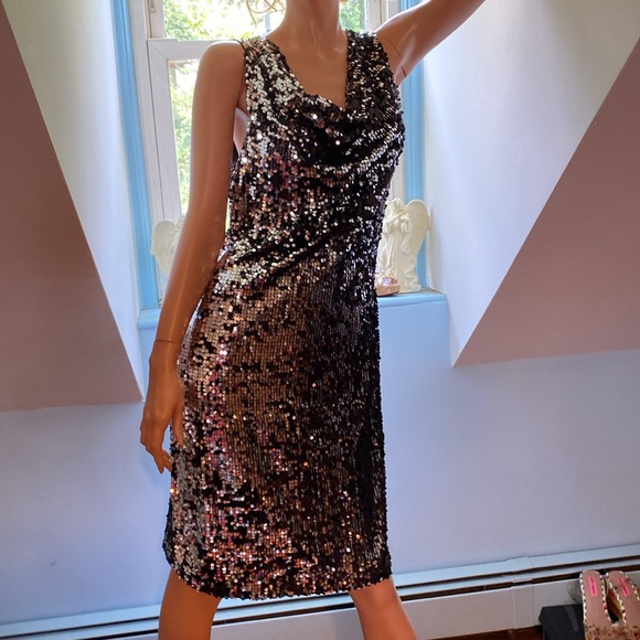 SEXY SEQUINED BLACK DRESS by Olivia Matthews  size 12 NWOT - Picture 12 of 12